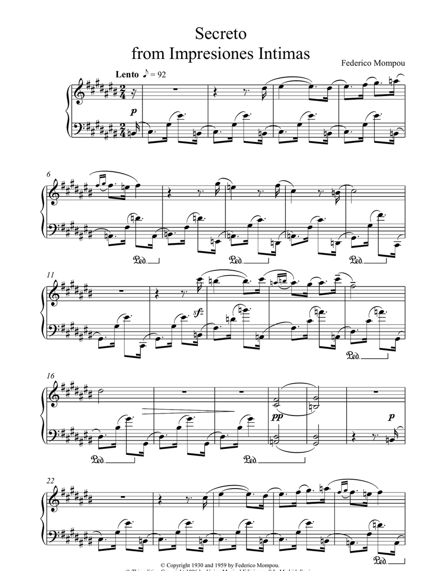 Secreto From Impresiones Intimas Piano Solo scores gallery preview page 1