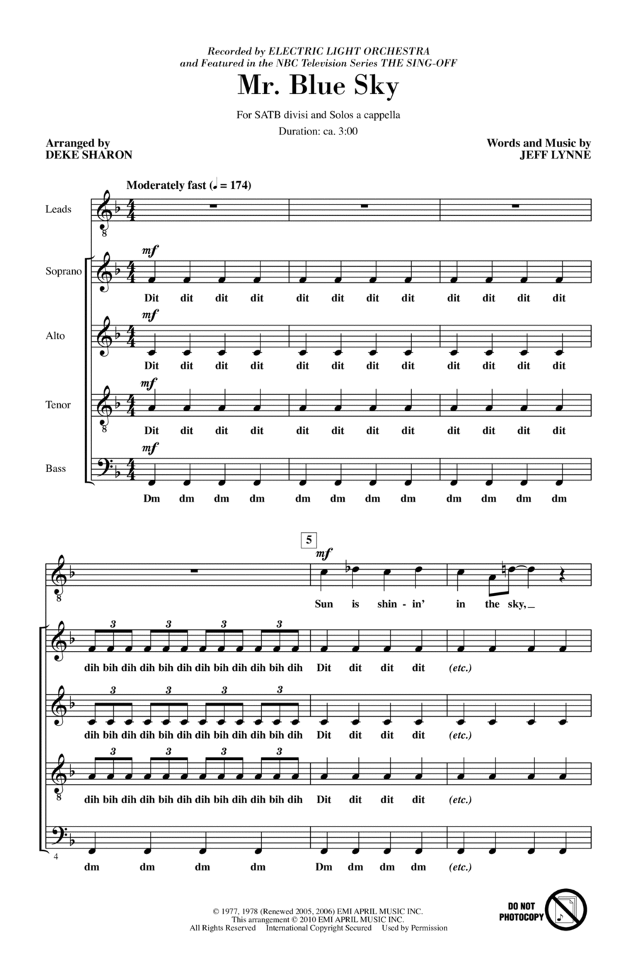 Mr. Blue Sky (from NBC's The Sing-Off) 4-Part scores gallery preview page 1