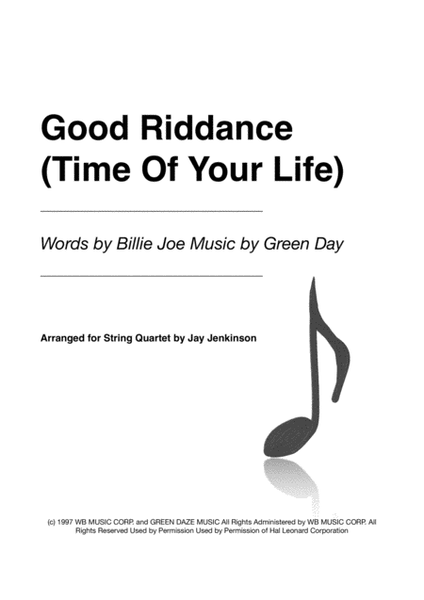 Good Riddance (Time Of Your Life) for String Quartet