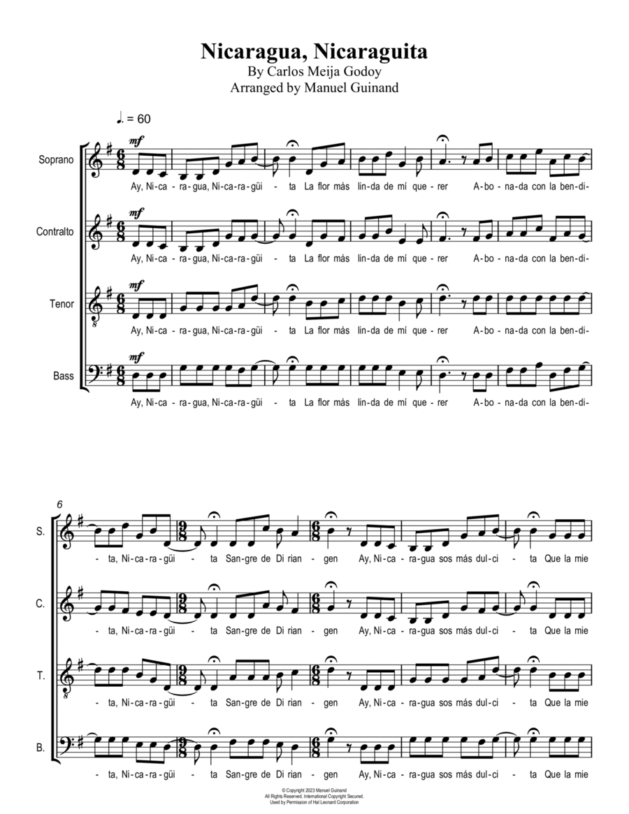 Nicaragua, Nicaraguita 4-Part scores gallery preview page 1