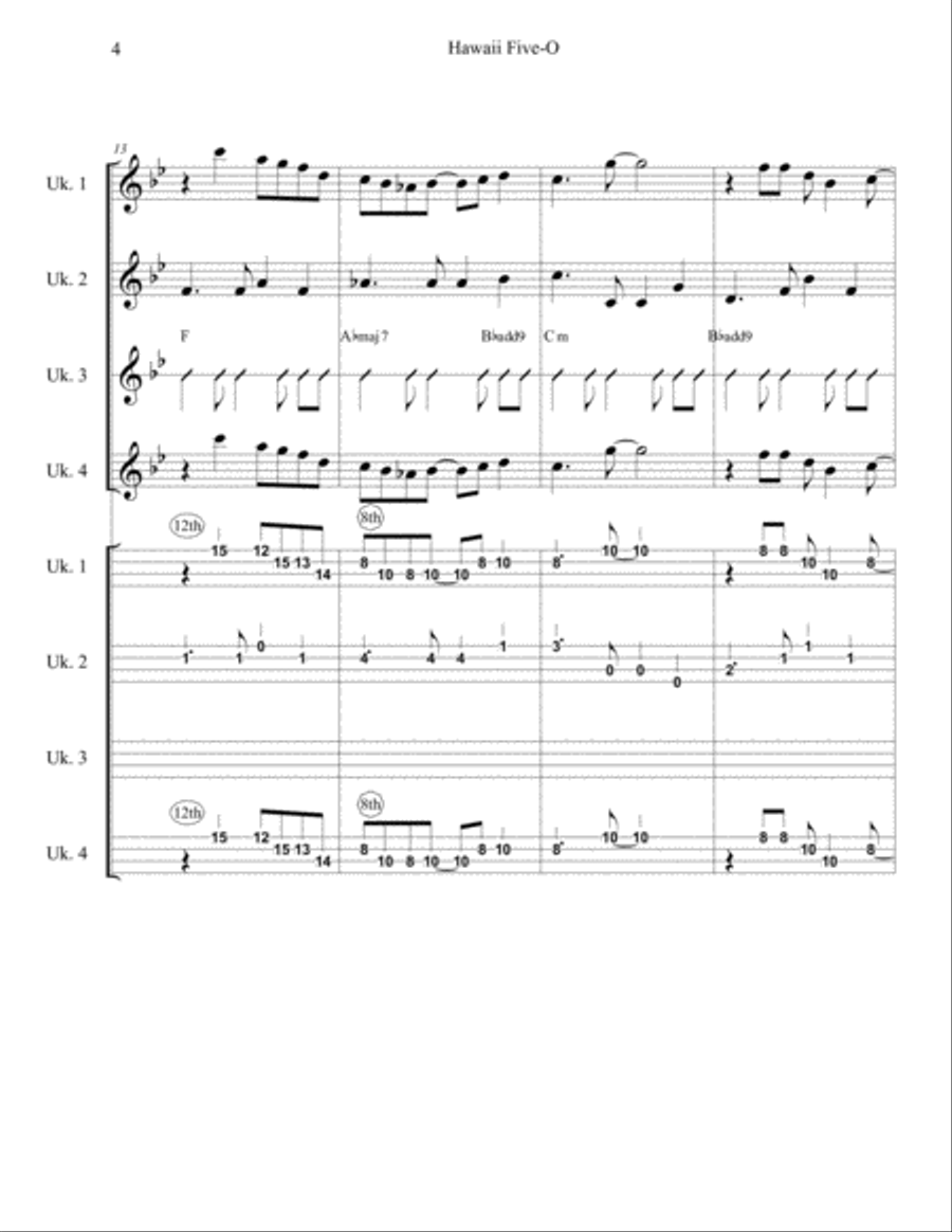 Hawaii Five-O Theme Ukulele scores gallery preview page 4