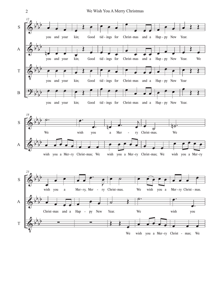 We Wish You A Merry Christmas (Canon) (SATB) 4-Part scores gallery preview page 2
