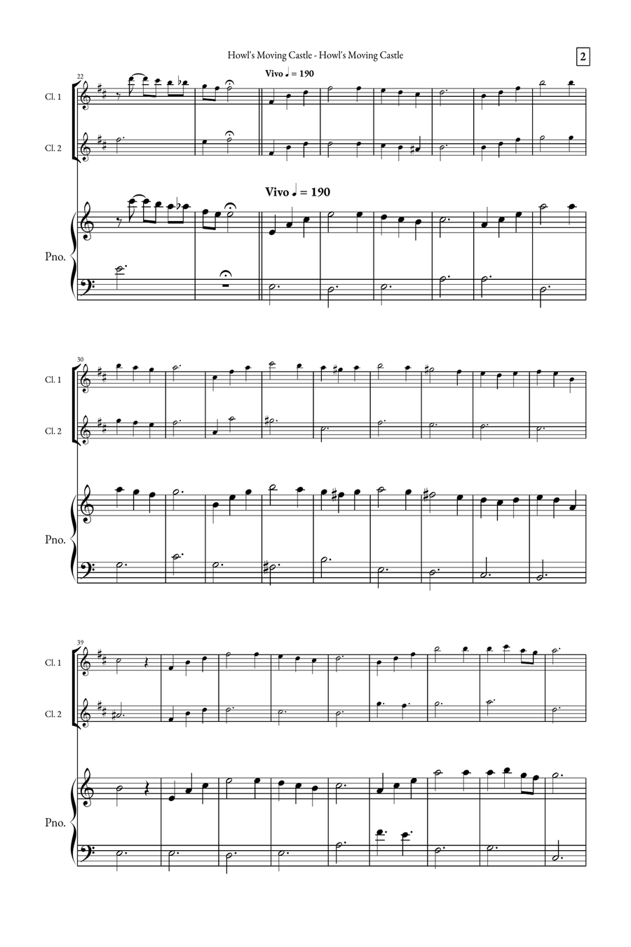 Howl's Moving Castle Woodwind Duet scores gallery preview page 2