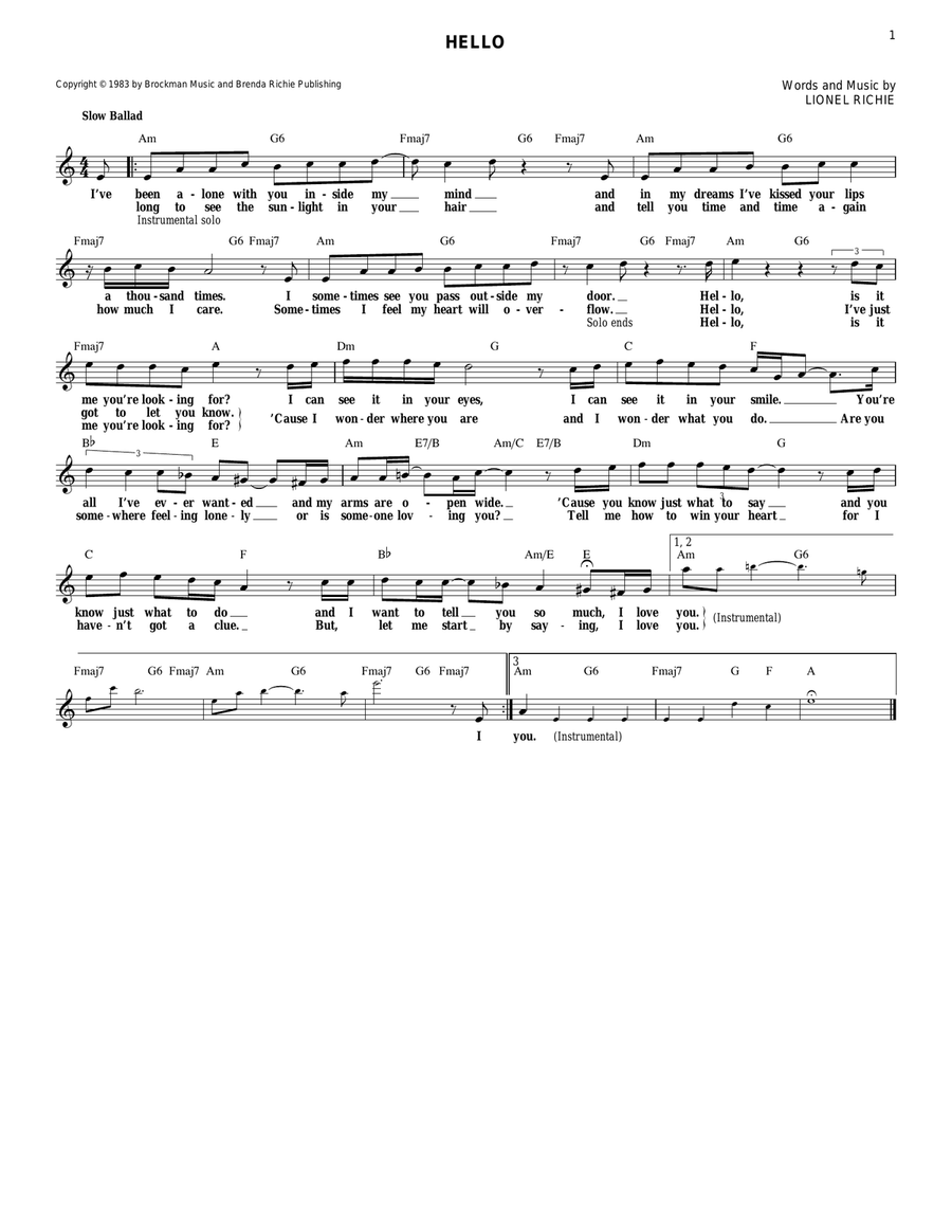Hello Hello Electric Guitar scores gallery preview page 1