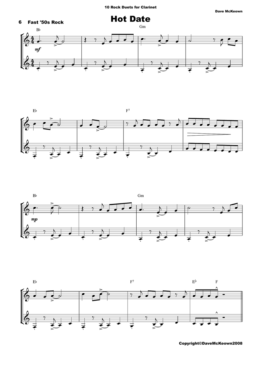 10 Rock Duets for Clarinet Clarinet Duet scores gallery preview page 6