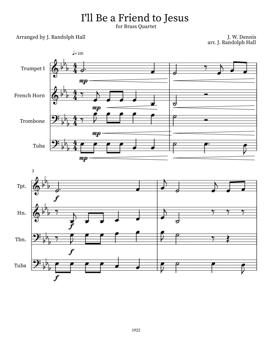 I'll Be a Friend to Jesus Small Ensemble scores gallery preview page 1