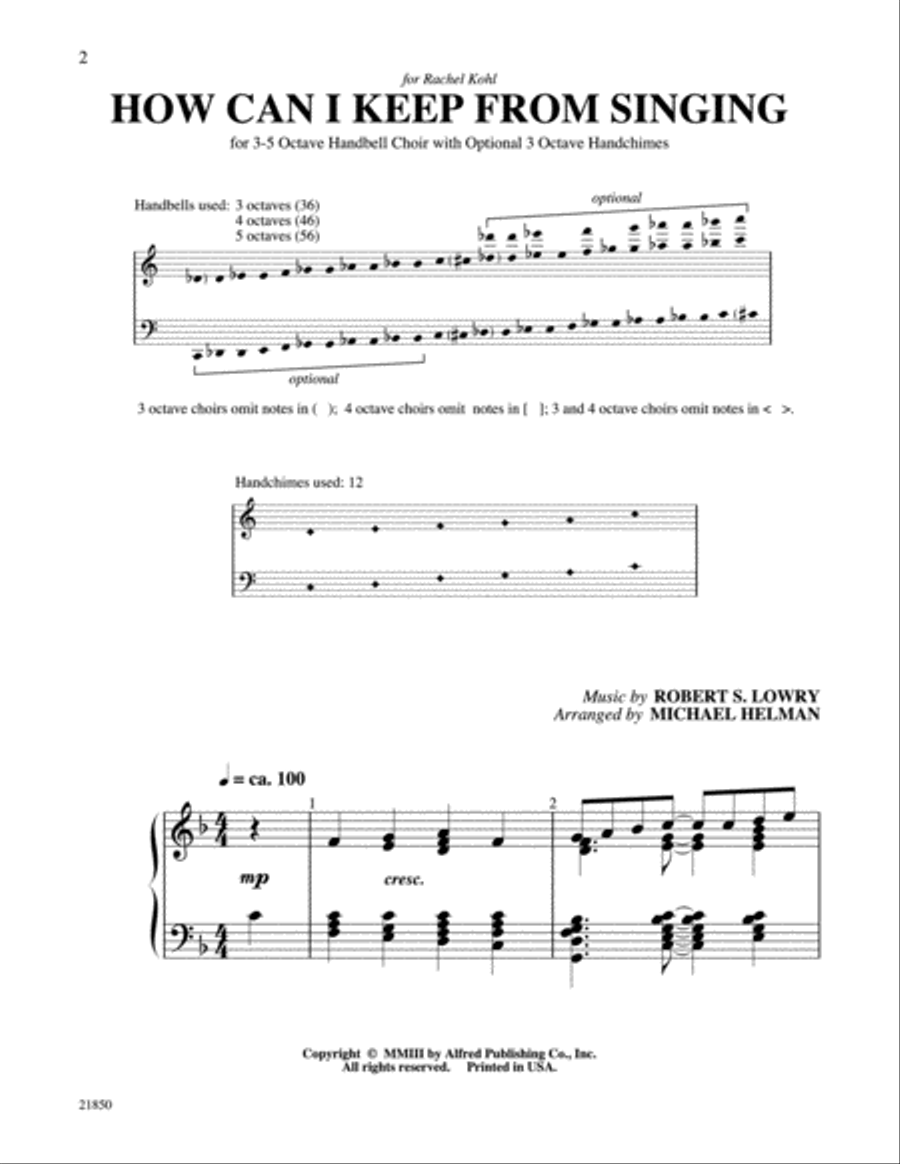 How Can I Keep from Singing Handbell Choir scores gallery preview page 2
