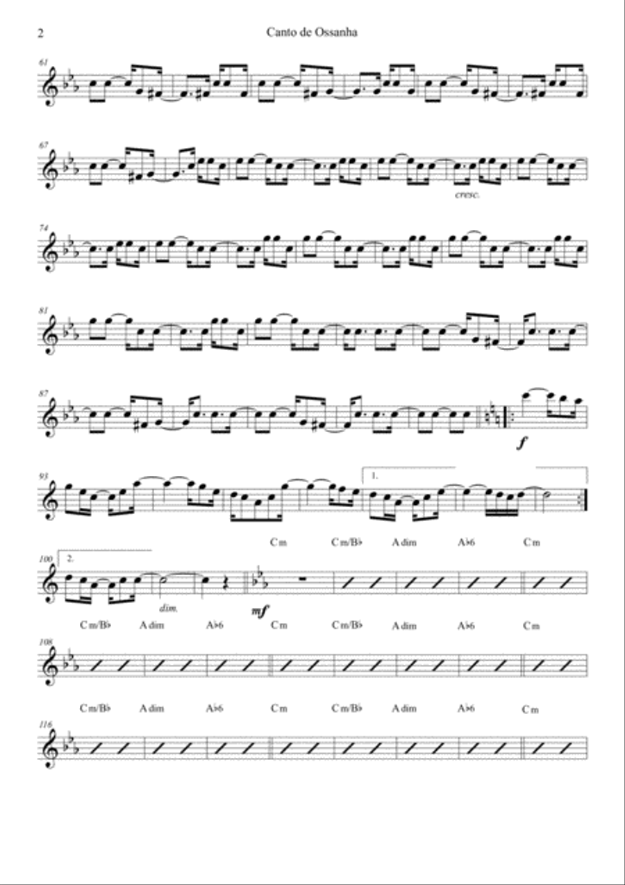 Canto De Ossanha Flute Solo scores gallery preview page 2
