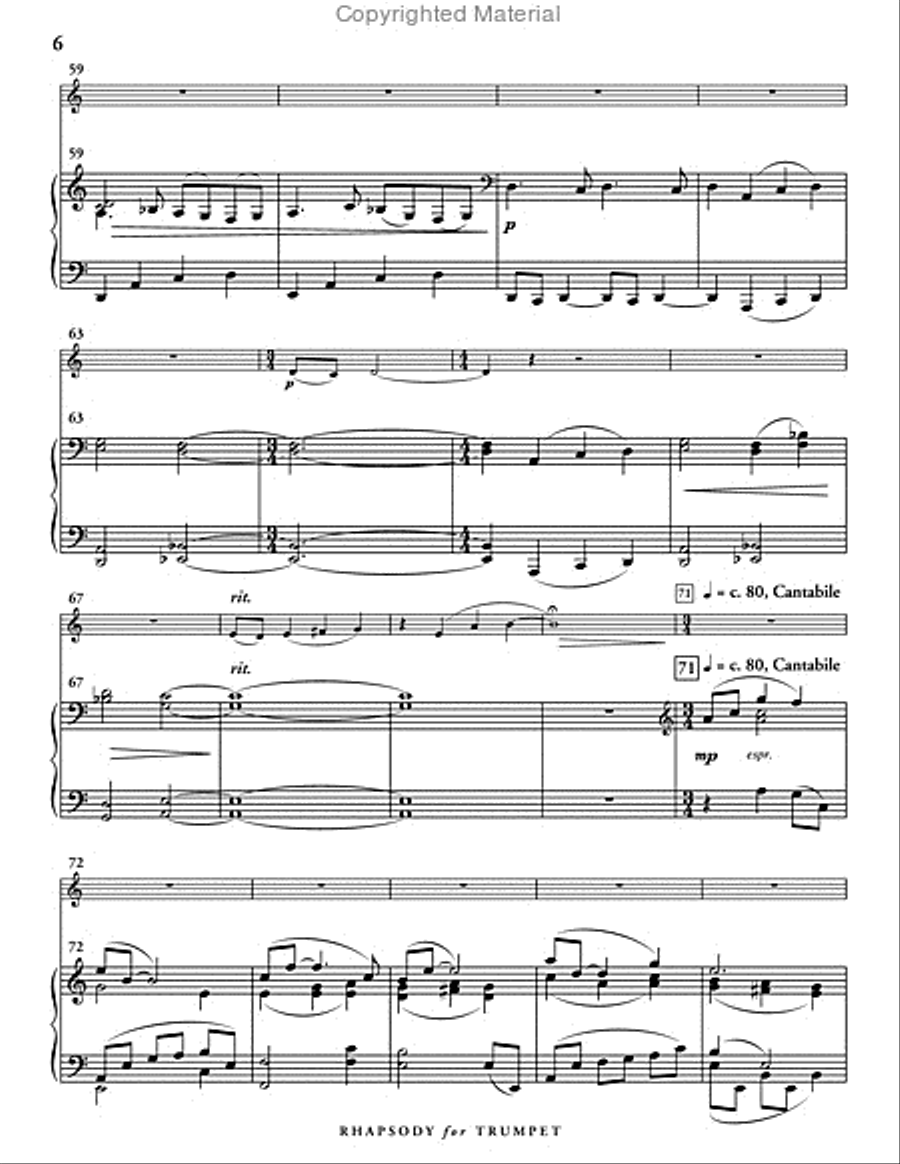 Rhapsody for Trumpet (score & 1 part) Trumpet Solo scores gallery preview page 7