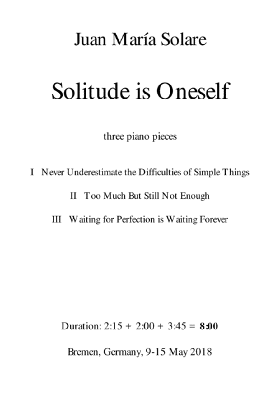 Solitude is Oneself [piano] Piano Solo scores gallery preview page 1