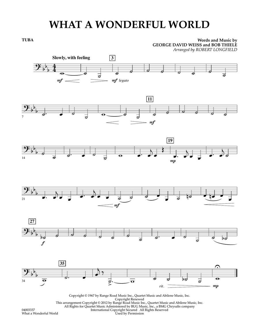 What A Wonderful World - Tuba Concert Band scores gallery preview page 1