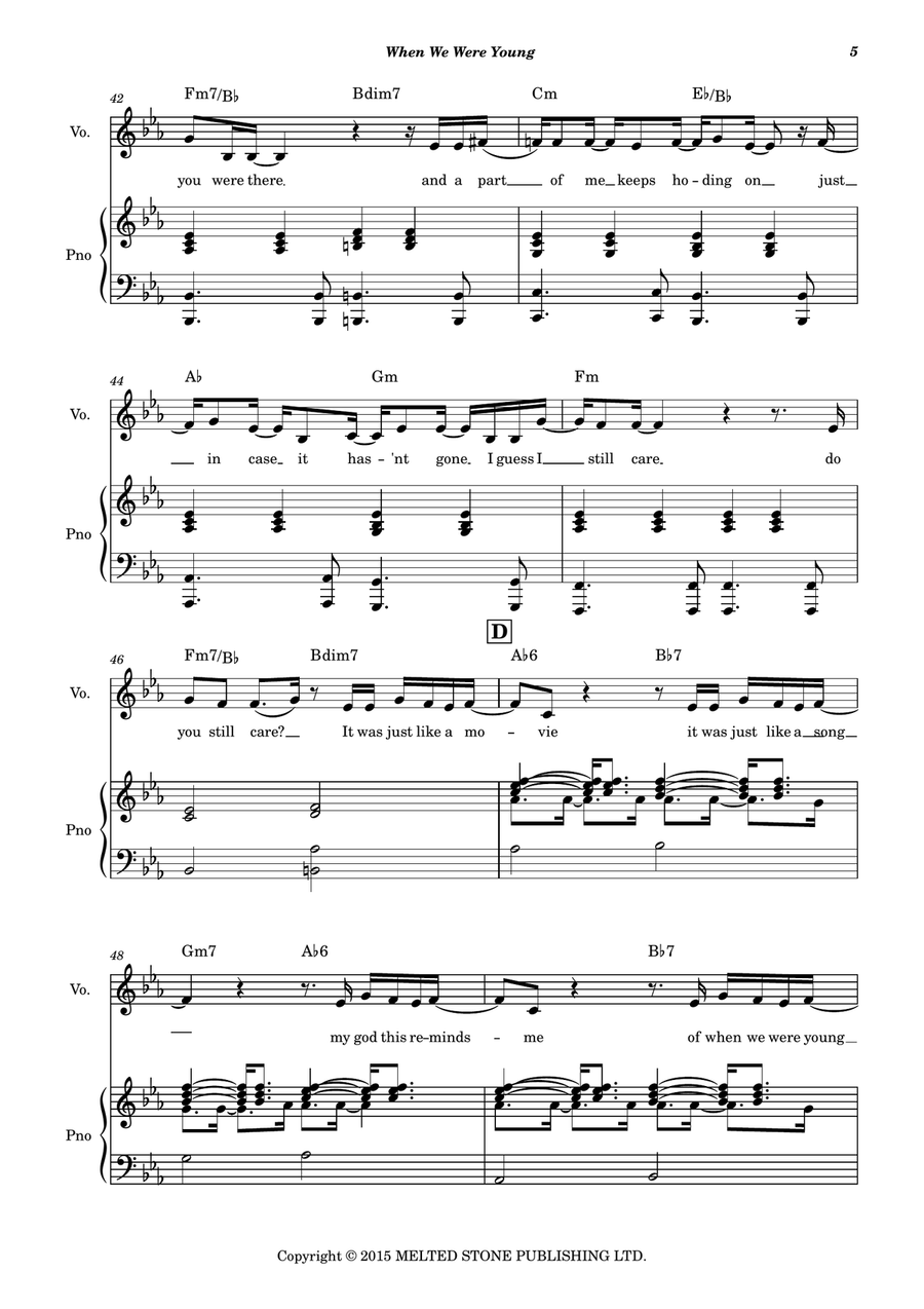 When We Were Young Piano, Vocal scores gallery preview page 6