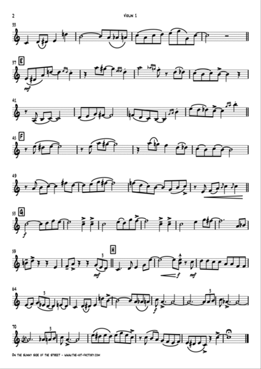 On The Sunny Side Of The Street String Trio scores gallery preview page 6