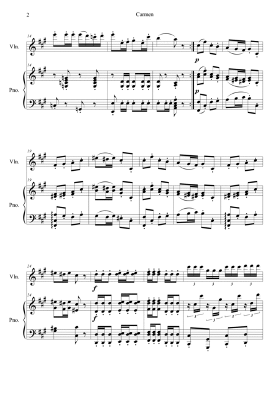 Carmen No.1 Prelude Violin Solo scores gallery preview page 2