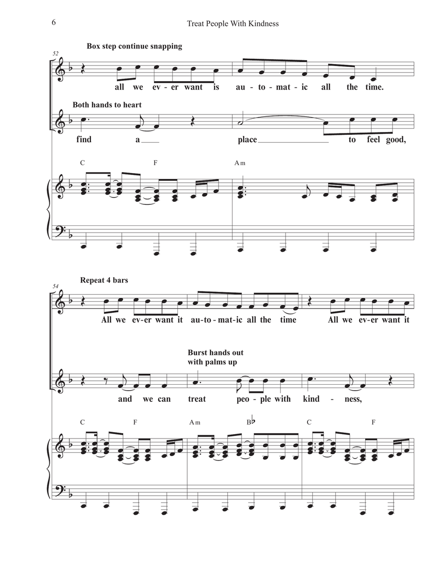 Treat People With Kindness Unison Choir scores gallery preview page 6