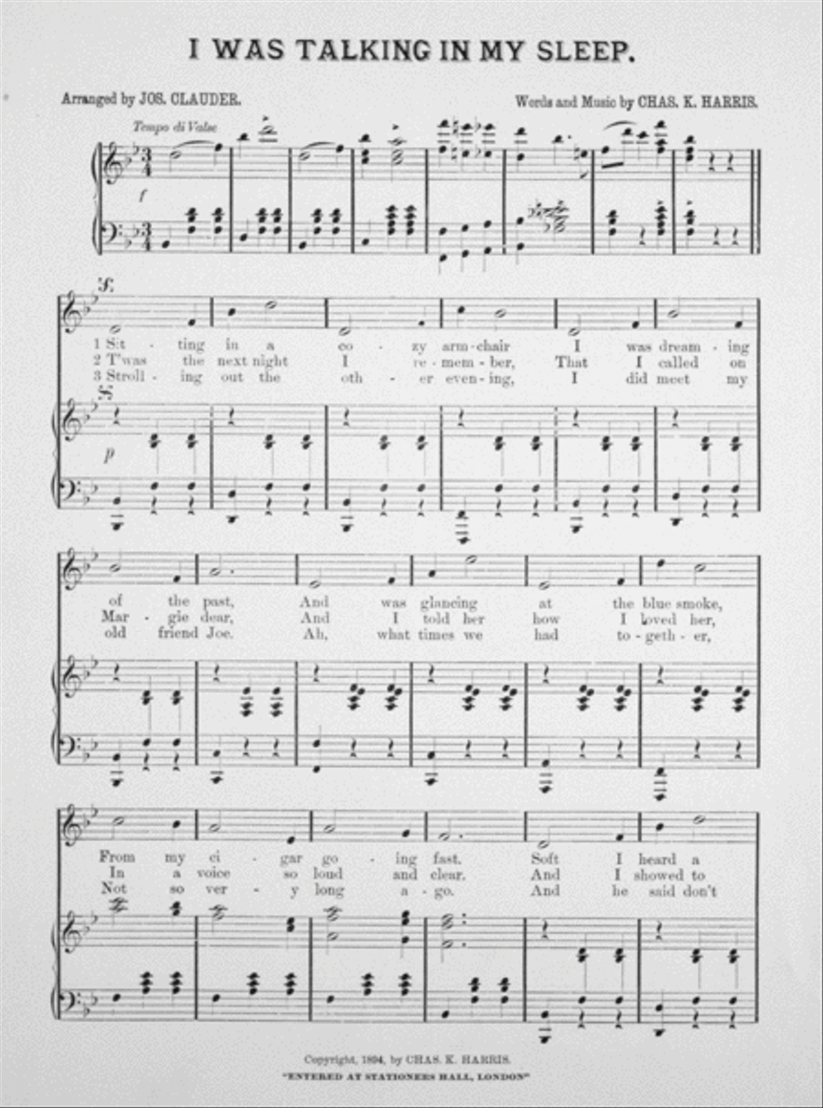 I Was Talking In My Sleep. Descriptive Topical Waltz Song Voice scores gallery preview page 2