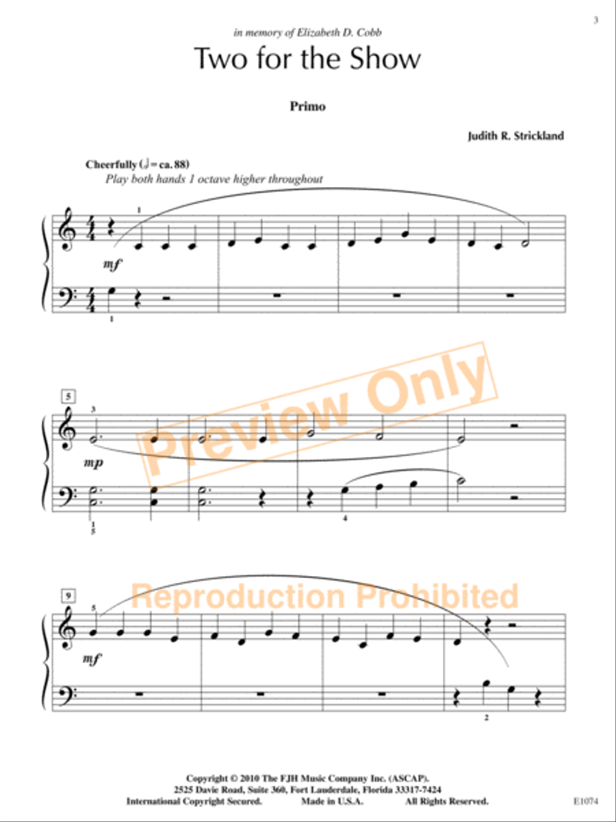 Two for the Show Easy Piano scores gallery preview page 4