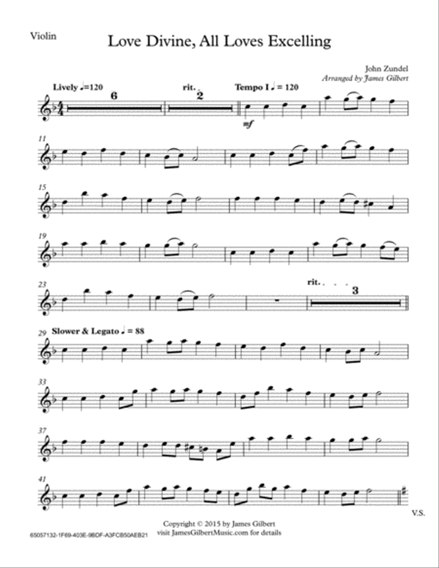 Love Divine, All Loves Excelling Violin Solo scores gallery preview page 5