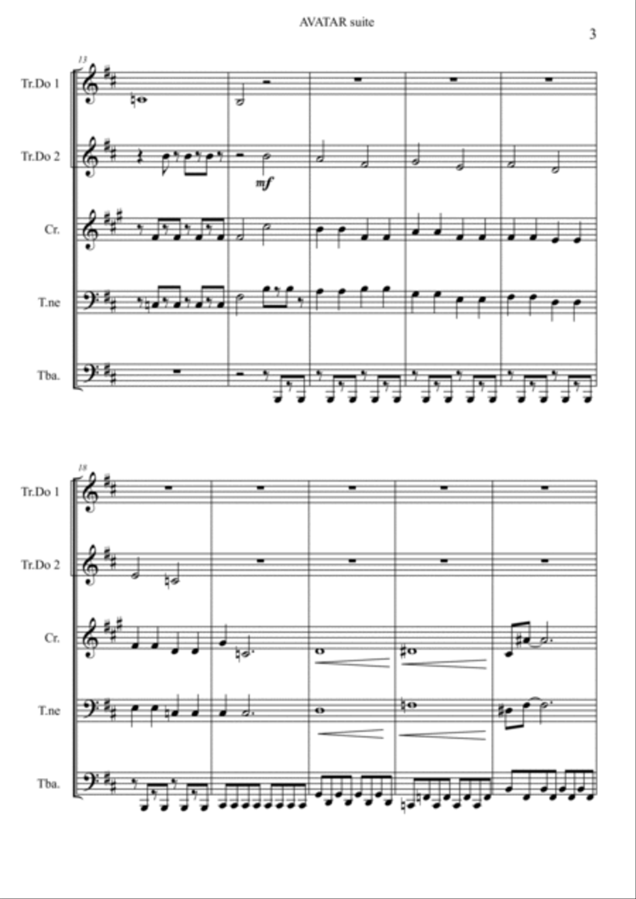 Jake Enters His Avatar World Brass Ensemble scores gallery preview page 4