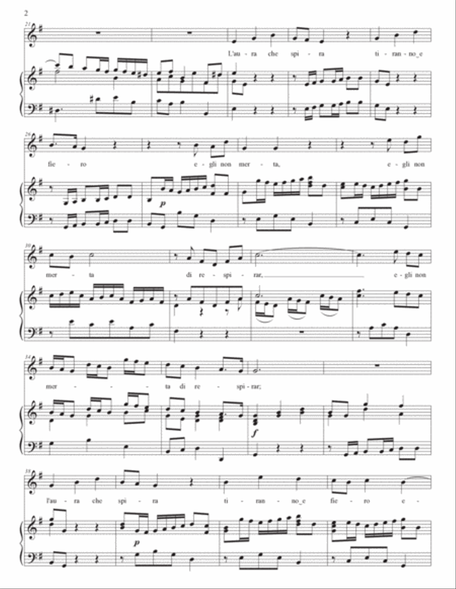 HANDEL: L’aura che spira tiranno e fiero (transposed to E minor) Voice scores gallery preview page 3