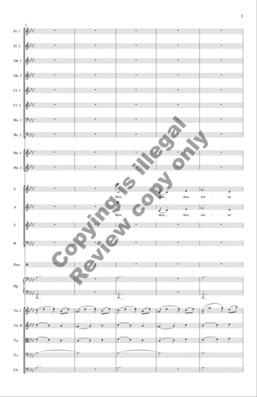 Blow, Blow, Thou Winter Wind (Orchestra Score) Choir scores gallery preview page 5