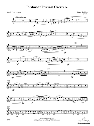 Piedmont Festival Overture: 3rd B-flat Clarinet