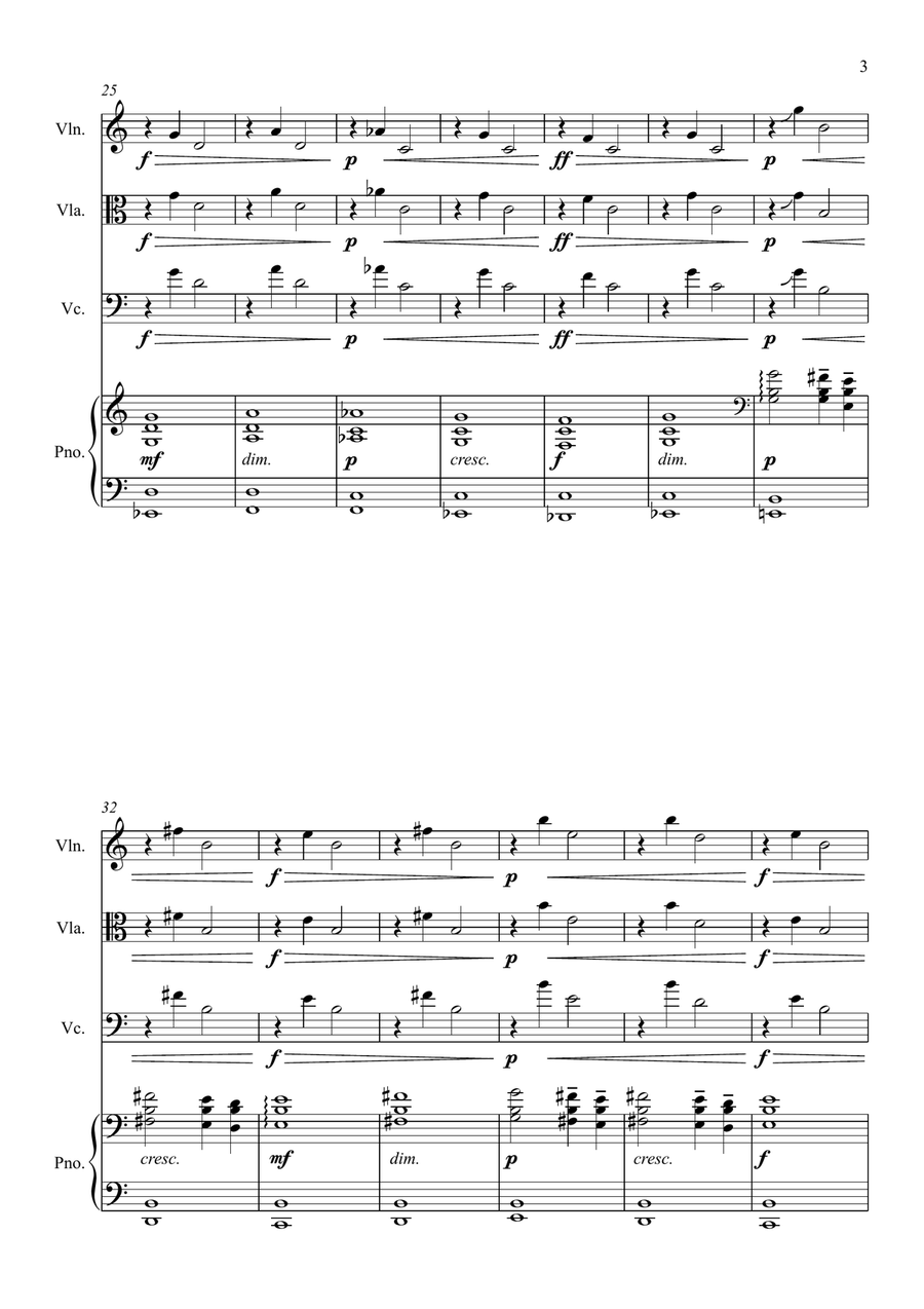 Koral & Vocalise for solo string instrument + piano Piano Quartet scores gallery preview page 3