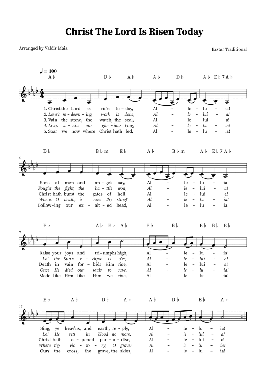 Christ The Lord Is Risen Today - Ab Major Medium Voice scores gallery preview page 1