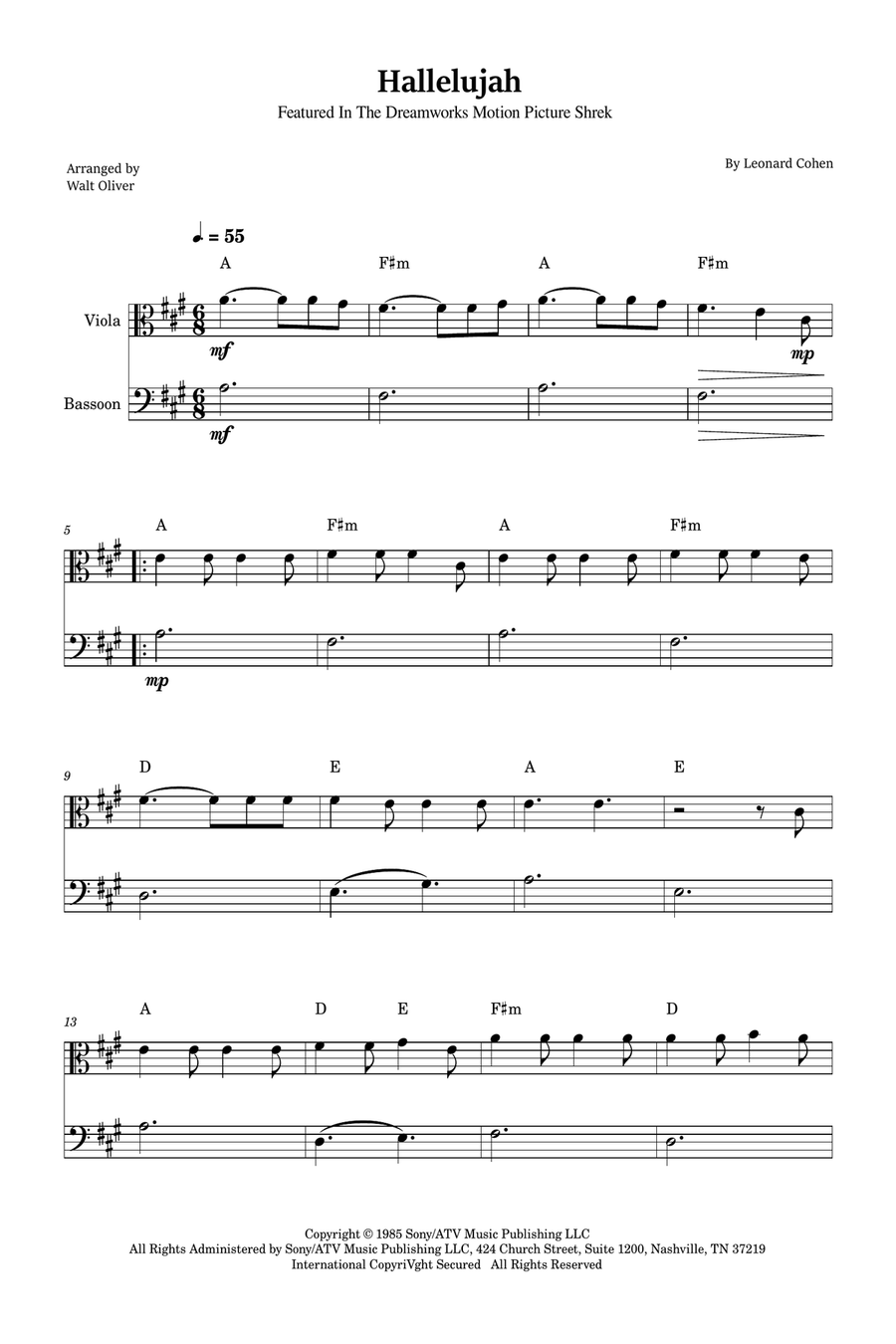 Hallelujah Bassoon scores gallery preview page 1