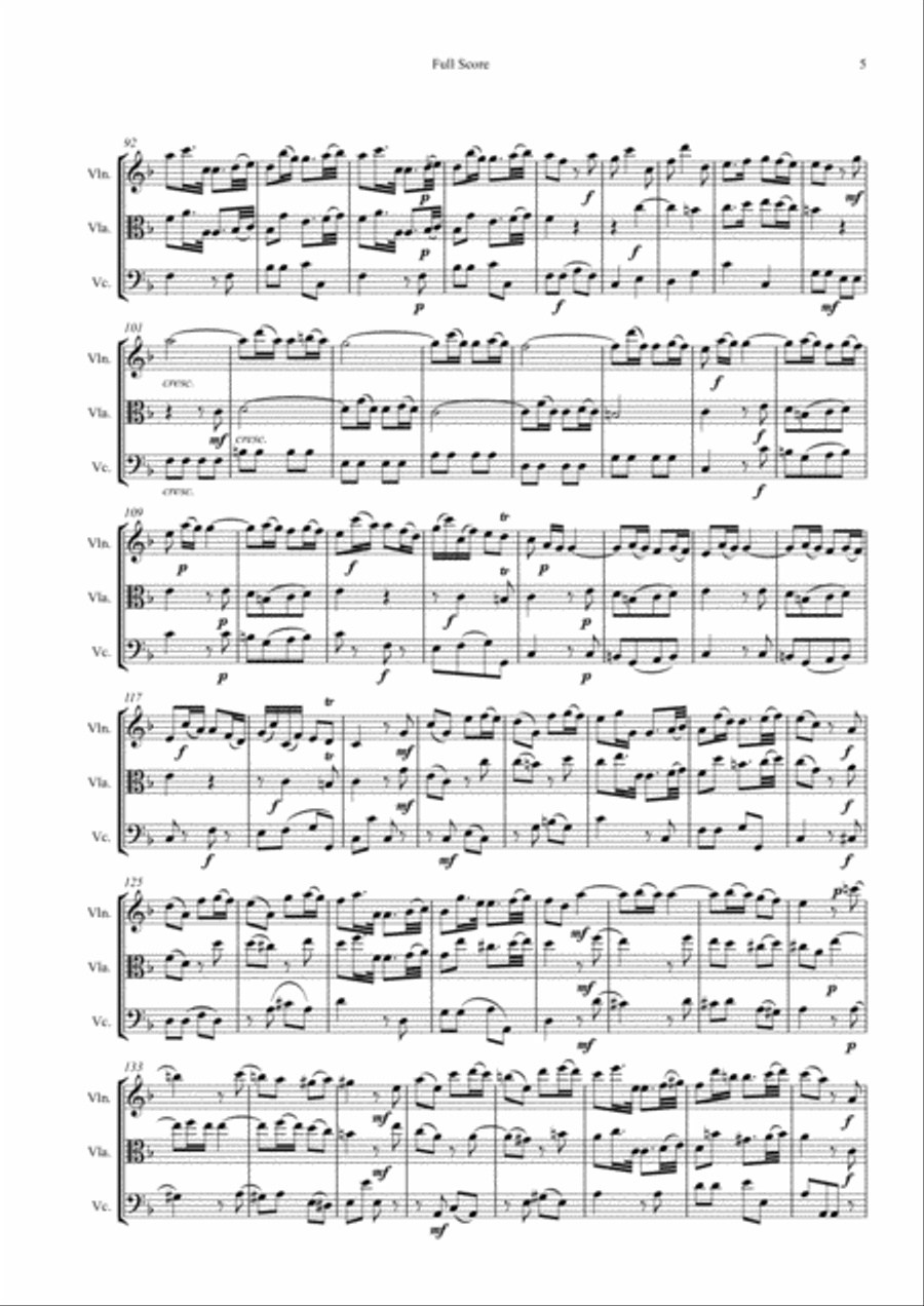 Gallo: 3 movts. from 2 Trio Sonatas (Pulcinella Suite III.Scherzino) - string trio String Trio scores gallery preview page 5