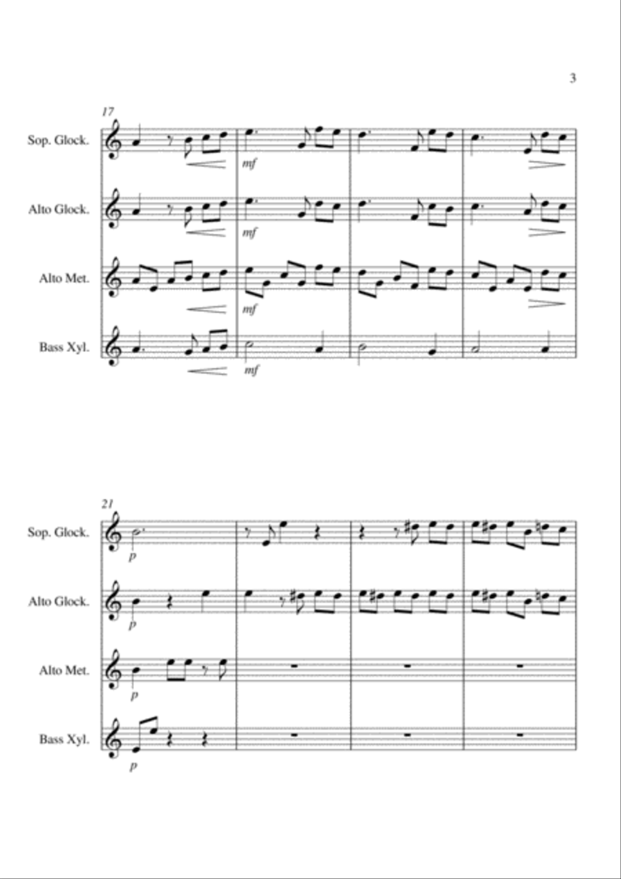 Fur Elise (Main Theme) - For Orff Ensemble Percussion Ensemble scores gallery preview page 3