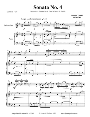 Book cover for Vivaldi: Sonata No. 4 for Baritone Sax & Piano