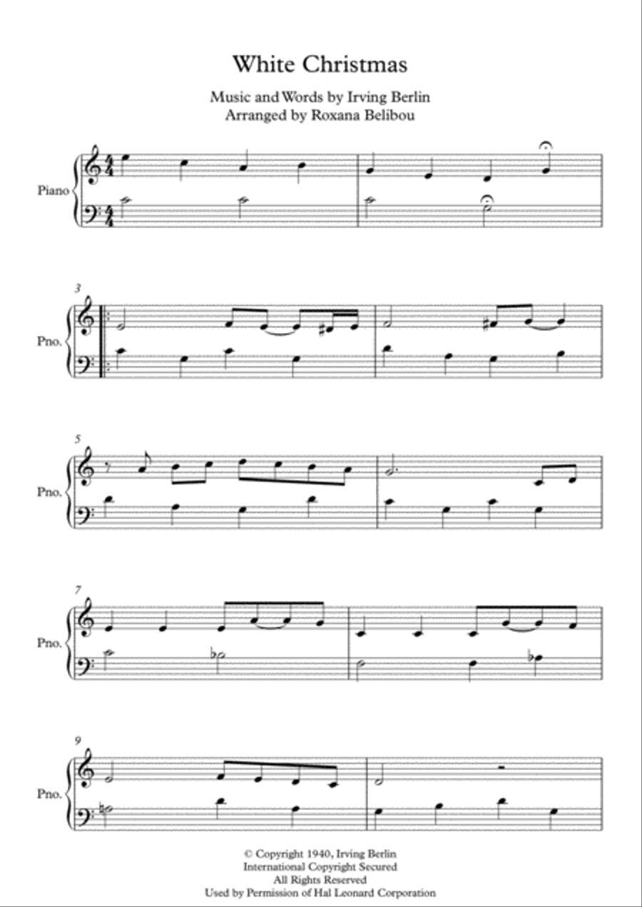 White Christmas White Christmas Easy Piano scores gallery preview page 1