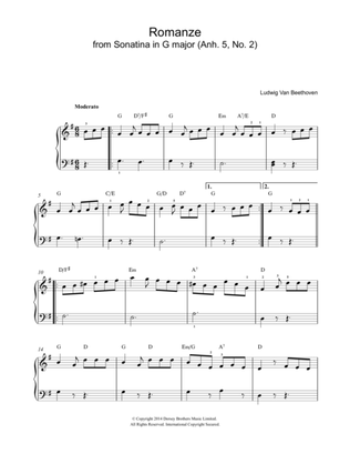 Romanze From Sonatina In G Major (Anh. 5, No. 2)