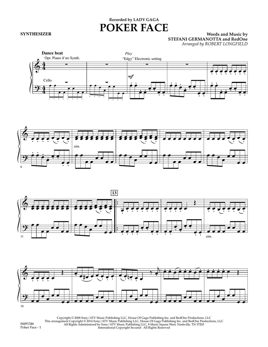 Poker Face - Synthesizer Orchestra scores gallery preview page 1