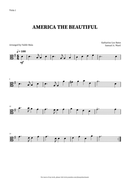 America The Beautiful - Viola Duet (with piano accompaniment) image number null
