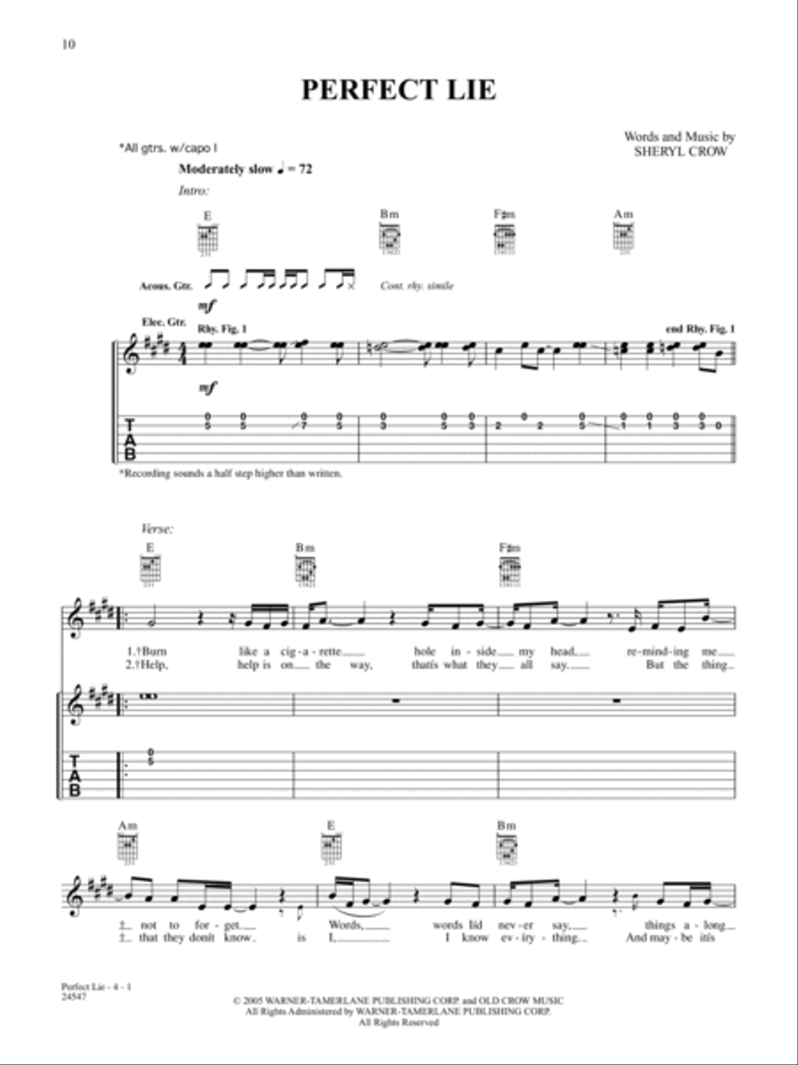 Perfect Lie Perfect Lie Guitar Tablature scores gallery preview page 1