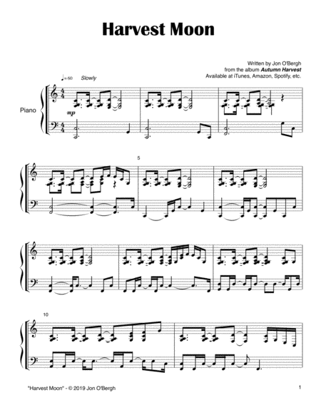 Harvest Moon - Easy Solo Piano image number null