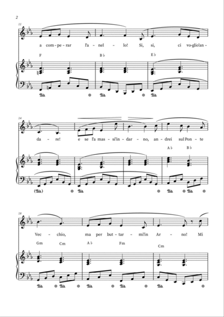 O Mio Babbino Caro - Female Voice in E-flat Major (with chords) Voice scores gallery preview page 2