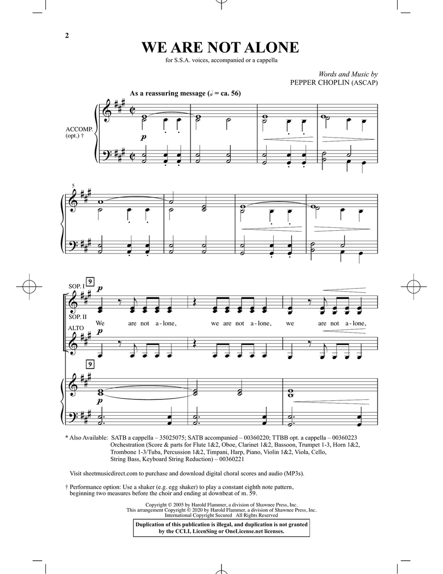 We Are Not Alone We Are Not Alone SSA scores gallery preview page 1