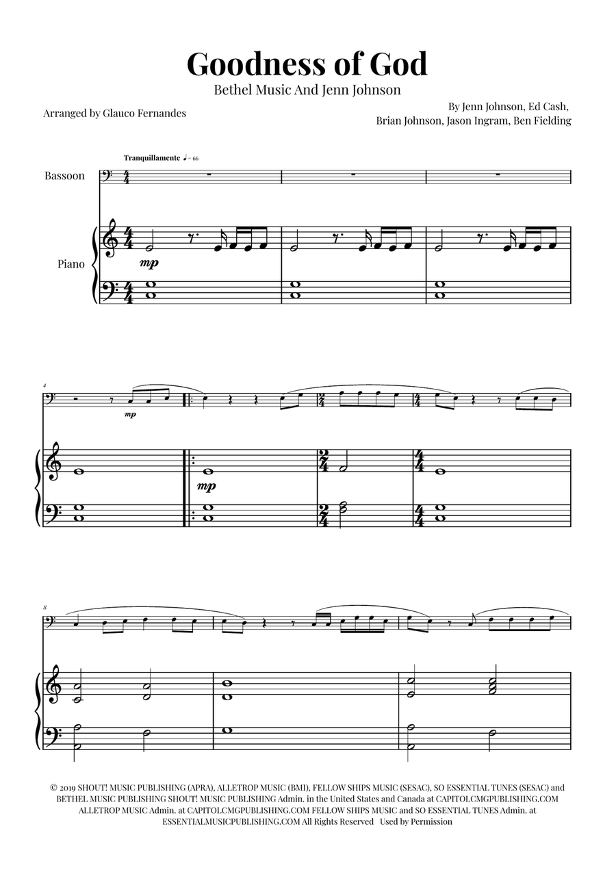 Goodness Of God Bassoon scores gallery preview page 1