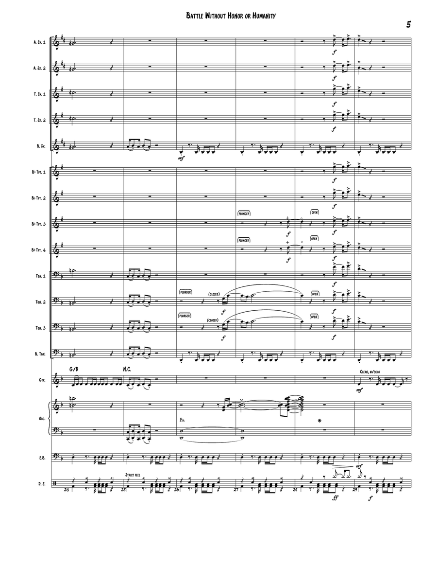 Battle Without Honor Or Humanity Jazz Ensemble scores gallery preview page 5