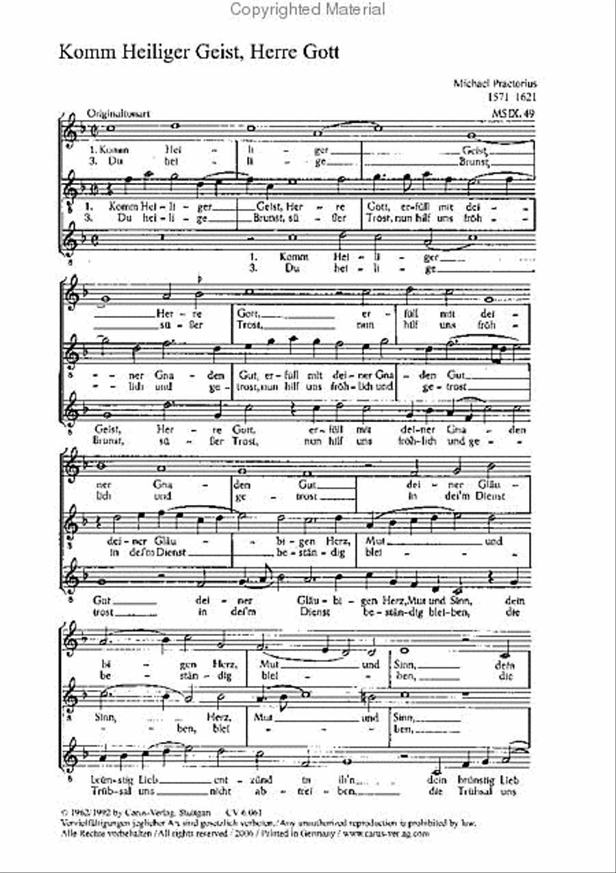 Aus tiefer Not schrei; Komm, Heiliger Geist