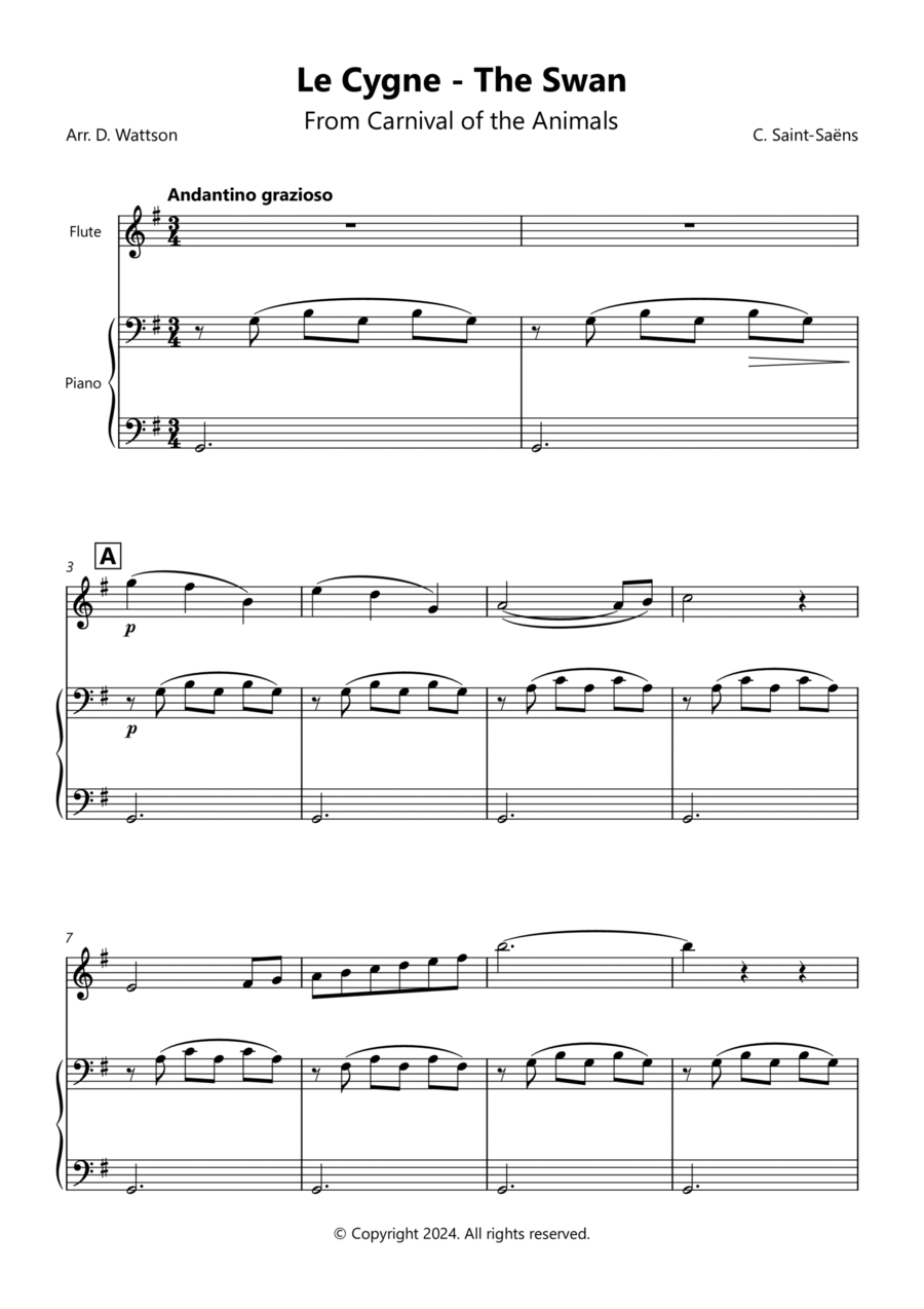 The Swan for Flute and Piano Chamber Music scores gallery preview page 1