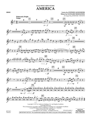 Book cover for America (from West Side Story) (arr. Vinson) - Oboe