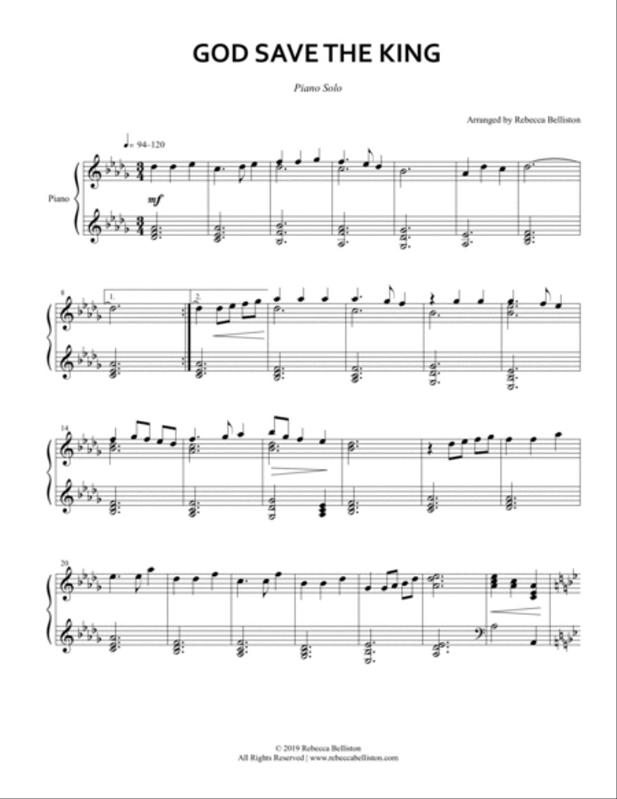 God Save the King (Piano Solo) Piano Solo scores gallery preview page 2