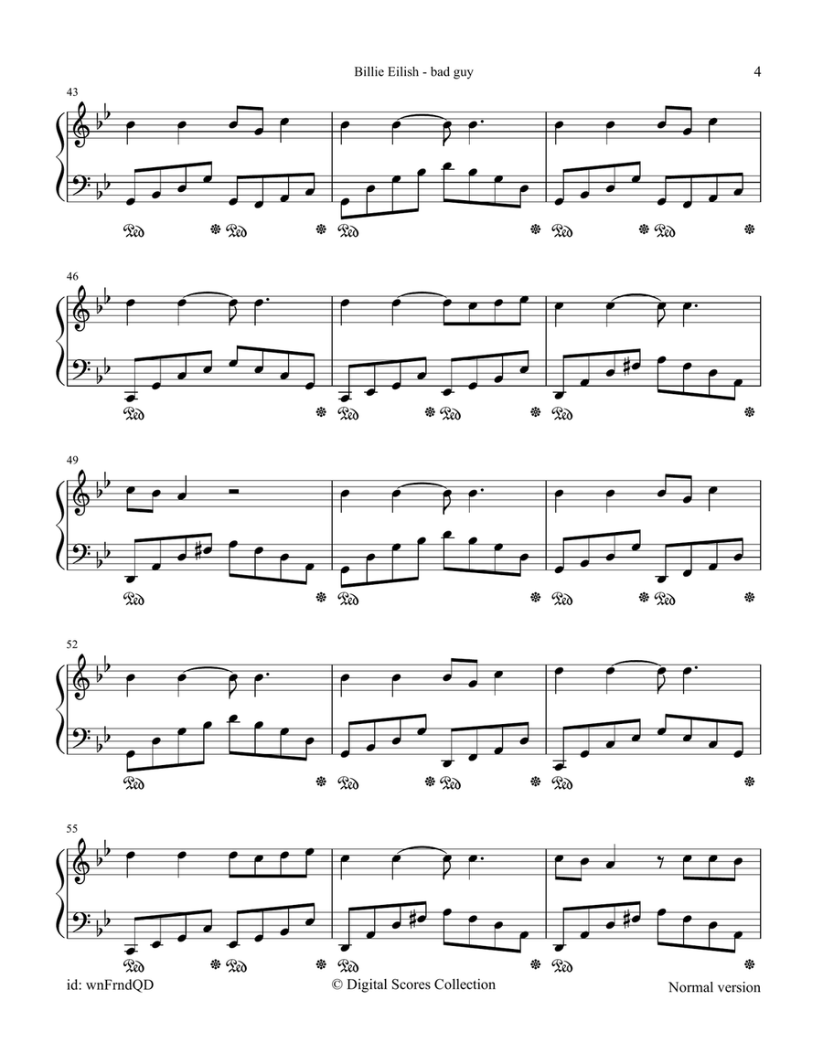 Bad Guy Piano Solo scores gallery preview page 4