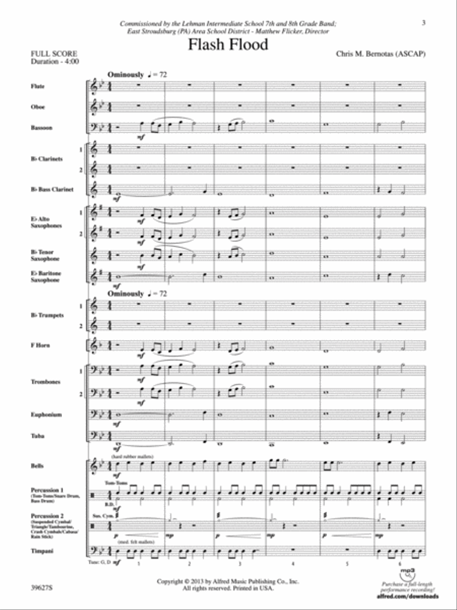 Flash Flood: Score Flash Flood: Score Concert Band scores gallery preview page 3