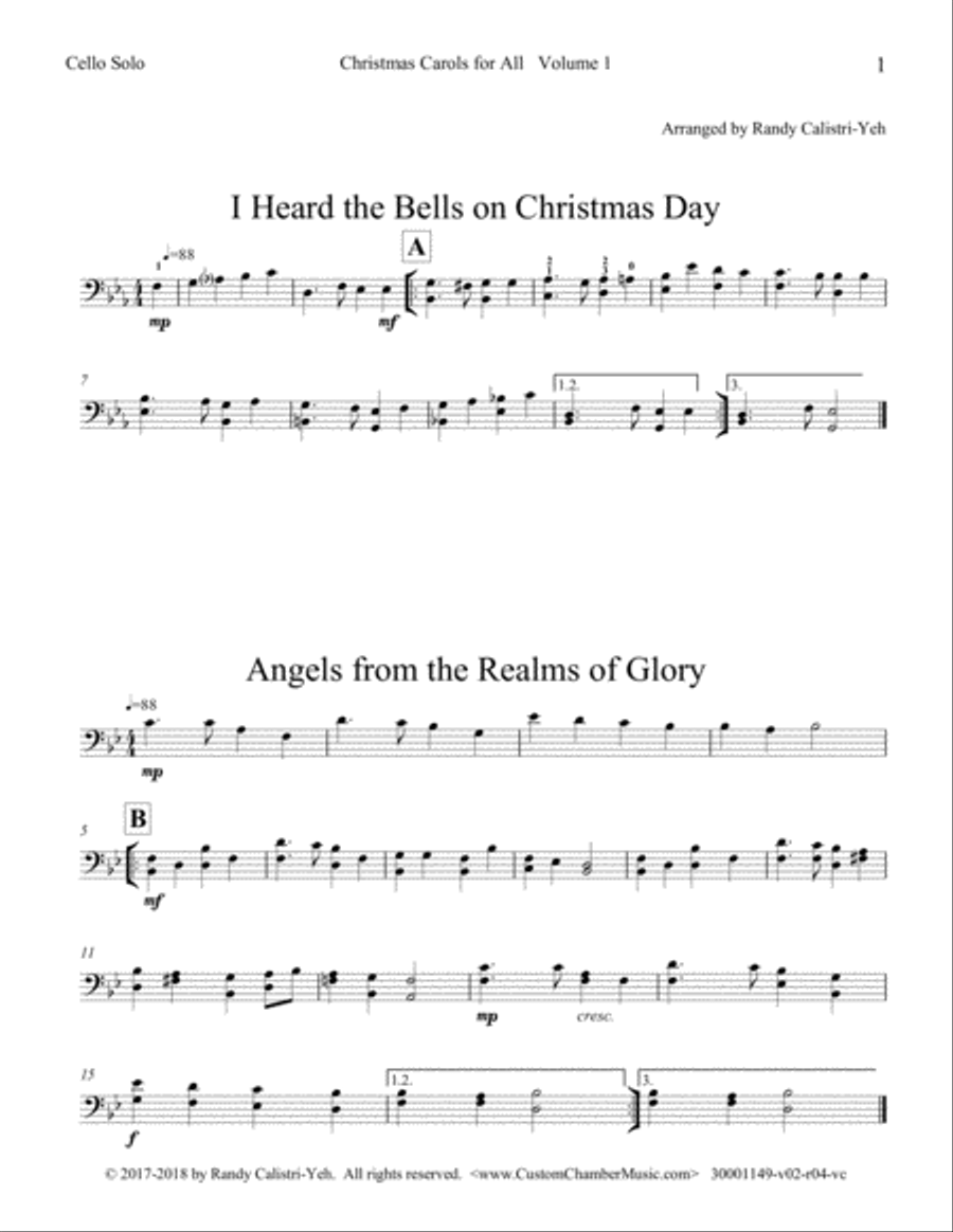 Christmas Carols for All, Volume 1 (for Cello Solo) image number null