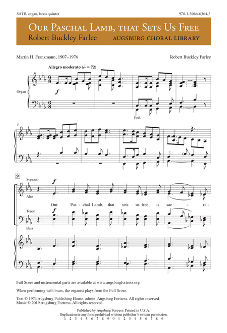 Our Paschal Lamb That Sets Us Free 4-Part scores gallery preview page 1